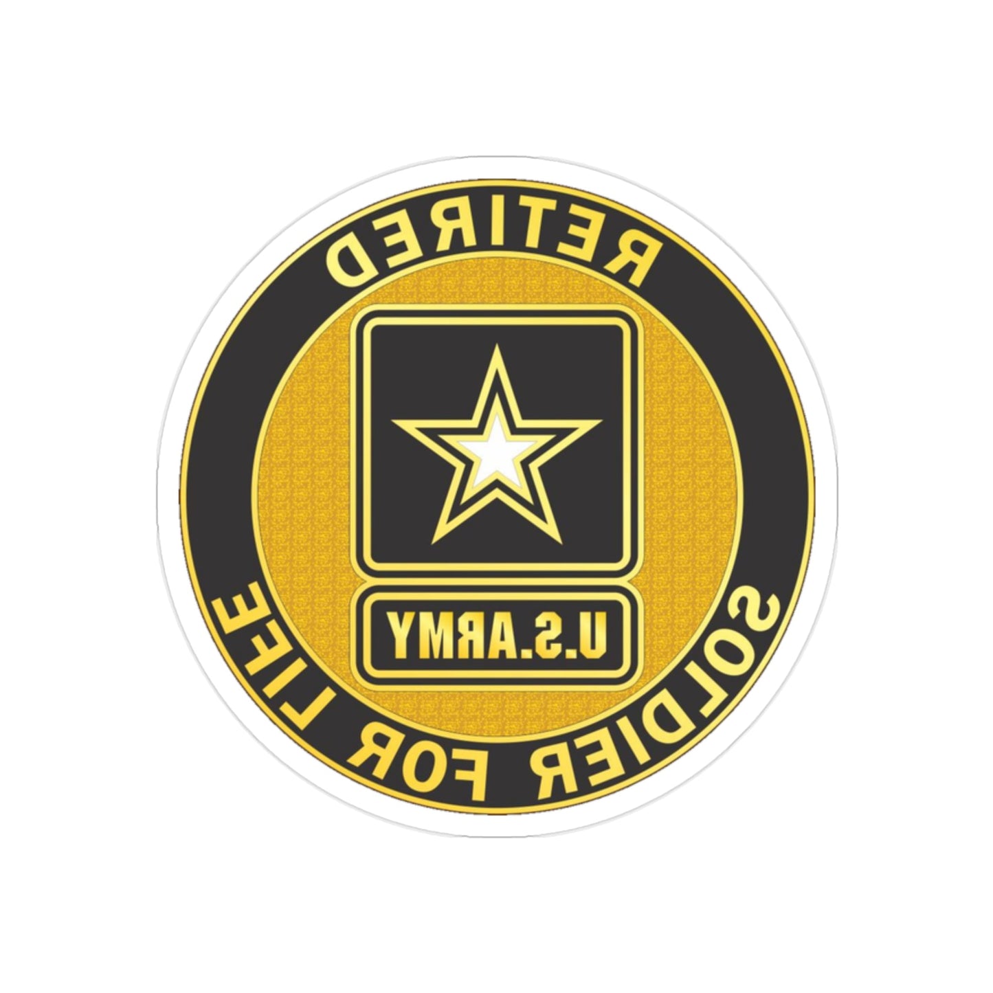 Retired Service Identification Badge (U.S. Army) REVERSE PRINT Transparent STICKER-2" × 2"-The Sticker Space