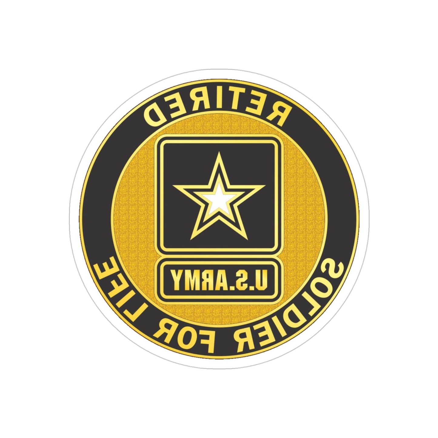 Retired Service Identification Badge (U.S. Army) REVERSE PRINT Transparent STICKER-4 Inch-The Sticker Space