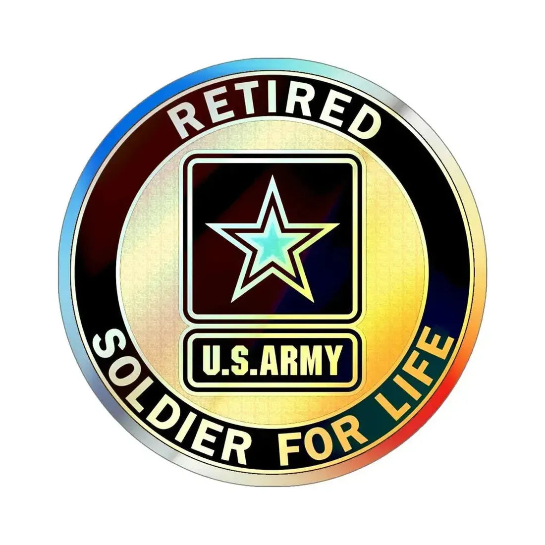 Retired Service Identification Badge (U.S. Army) Holographic STICKER Die-Cut Vinyl Decal 5 Inch Holographic - The Sticker Space