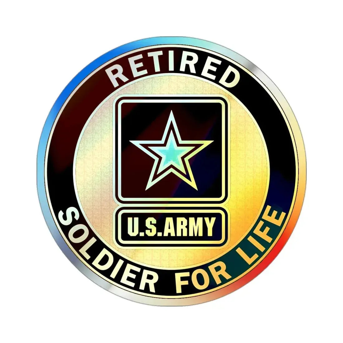 Retired Service Identification Badge (U.S. Army) Holographic STICKER Die-Cut Vinyl Decal - The Sticker Space