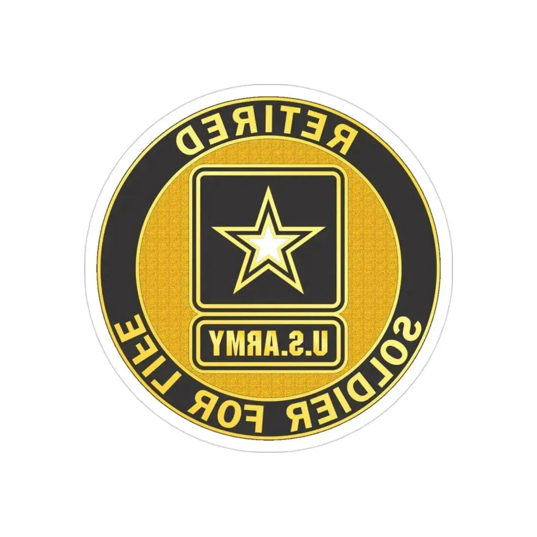 Retired Service Identification Badge (U.S. Army) REVERSE PRINT Transparent Die-Cut STICKER 3 Inch Die-Cut Transparent - The Sticker Space