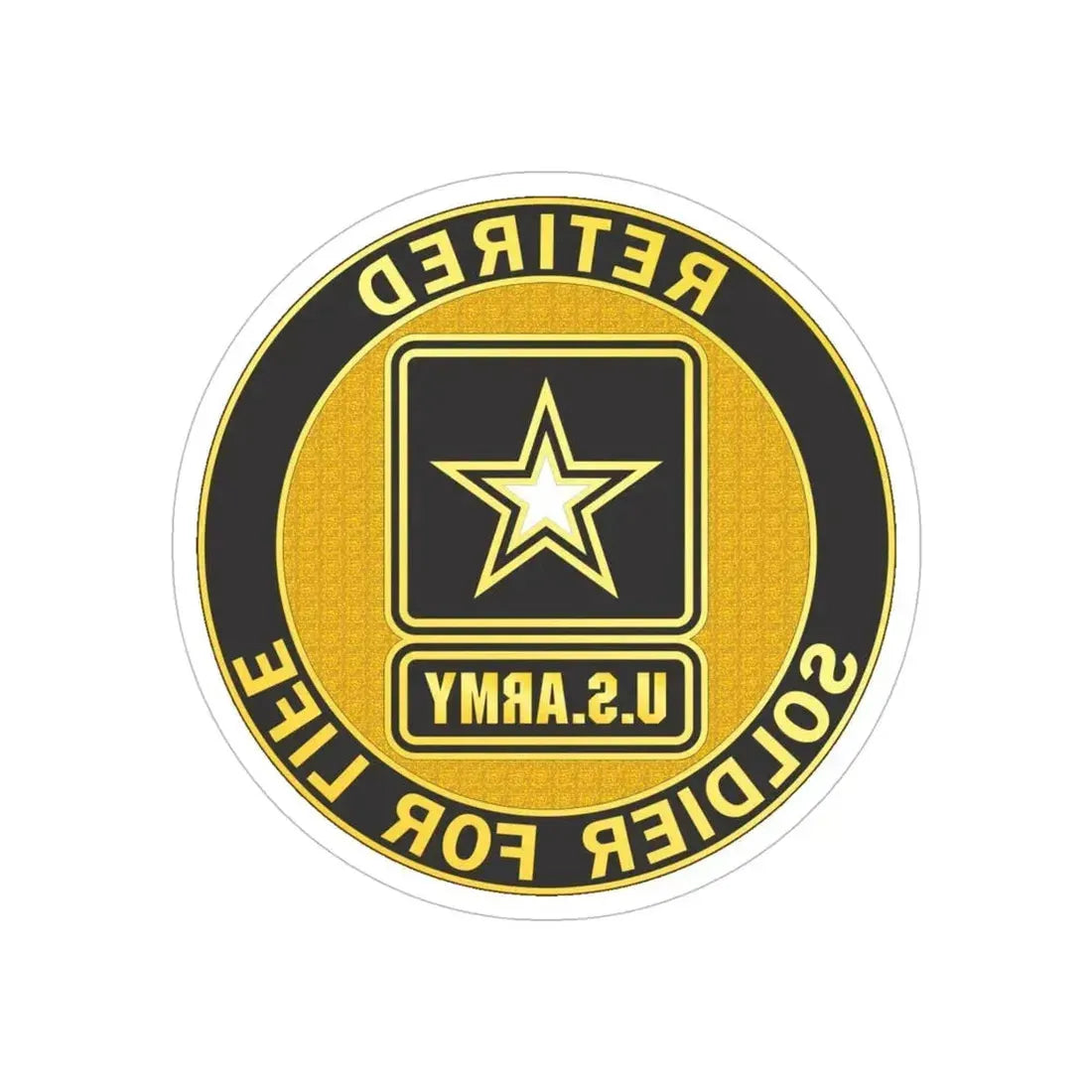 Retired Service Identification Badge (U.S. Army) REVERSE PRINT Transparent Die-Cut STICKER 5 Inch Die-Cut Transparent - The Sticker Space