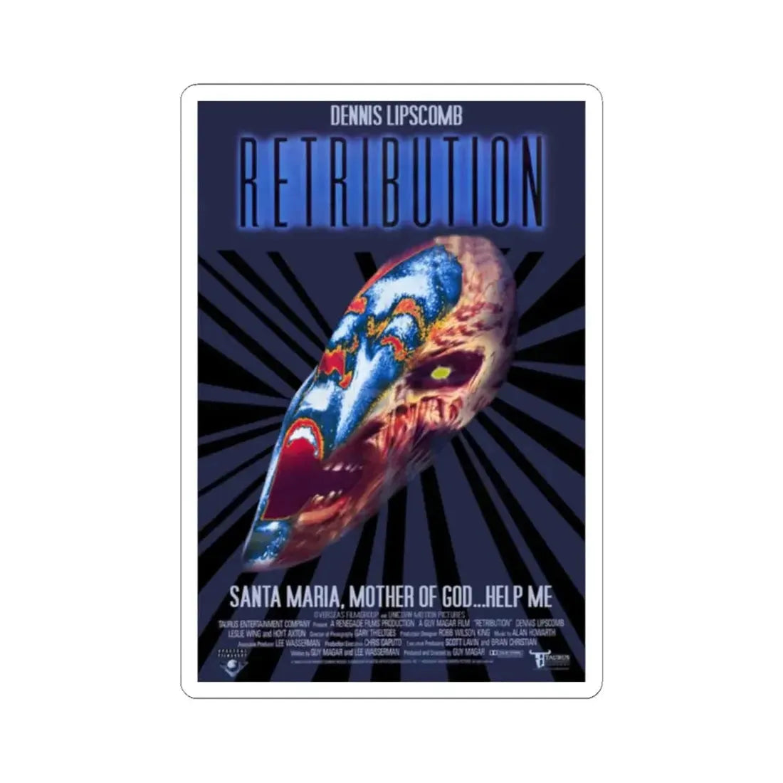 RETRIBUTION 1987 Movie Poster - STICKER Vinyl Kiss-Cut Decal 2 Inch White - The Sticker Space