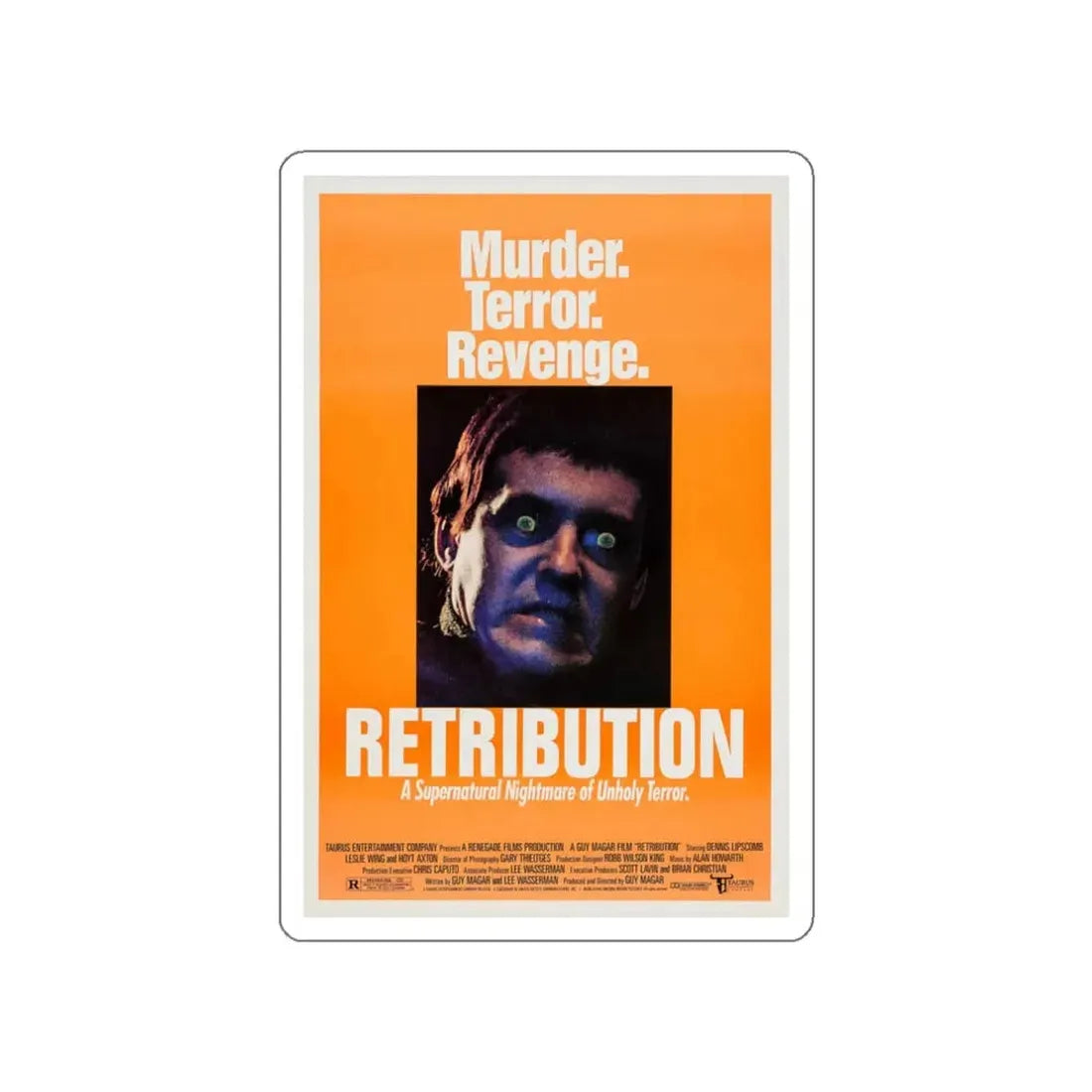 RETRIBUTION (2) 1987 Movie Poster STICKER Vinyl Die-Cut Decal 3 Inch - The Sticker Space