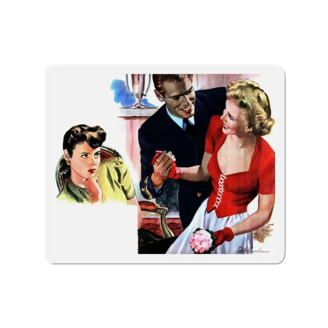 Return Engagement, Liberty magazine, March 27, 1943 (Magazine Illustration) Refrigerator Magnet - The Sticker Space