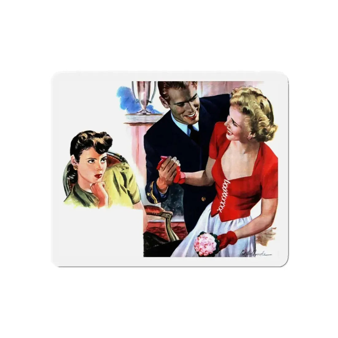 Return Engagement, Liberty magazine, March 27, 1943 (Magazine Illustration) Refrigerator Magnet - The Sticker Space