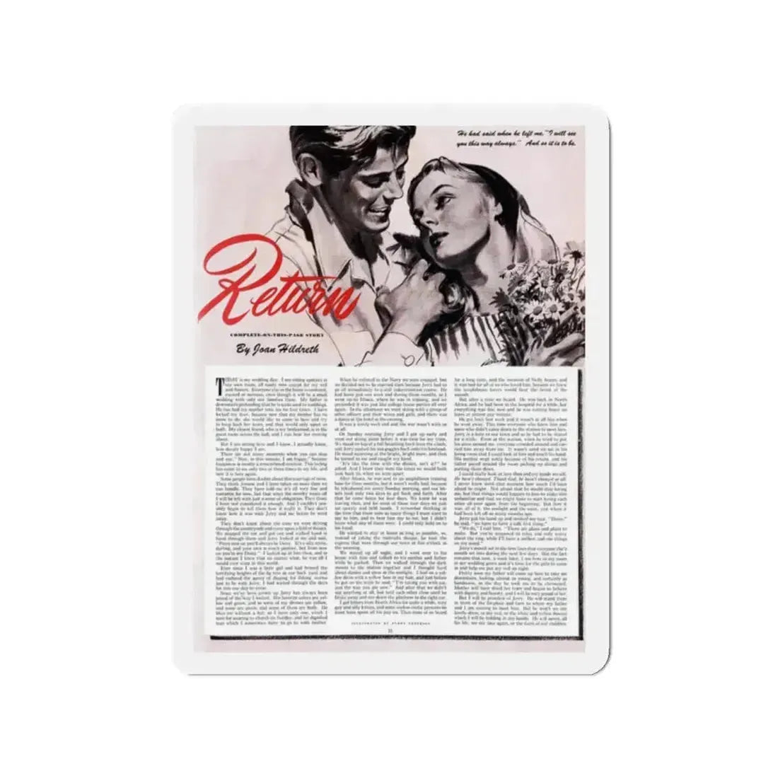 Return, Ladies' Home Journal, January 1945 (Magazine Illustration) Refrigerator Magnet 2 Inch Die-Cut - The Sticker Space