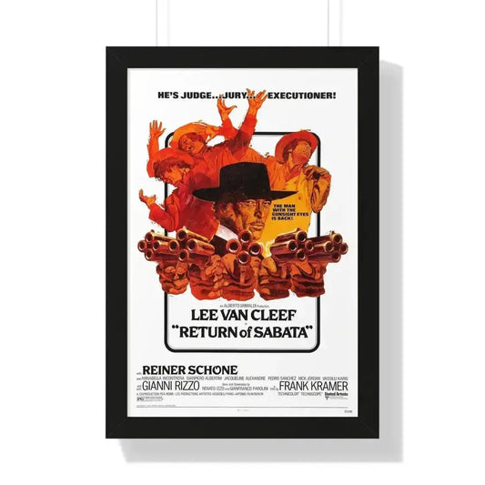 RETURN OF SABATA 1971 - Framed Movie Poster 16″ x 24″ Black - The Sticker Space