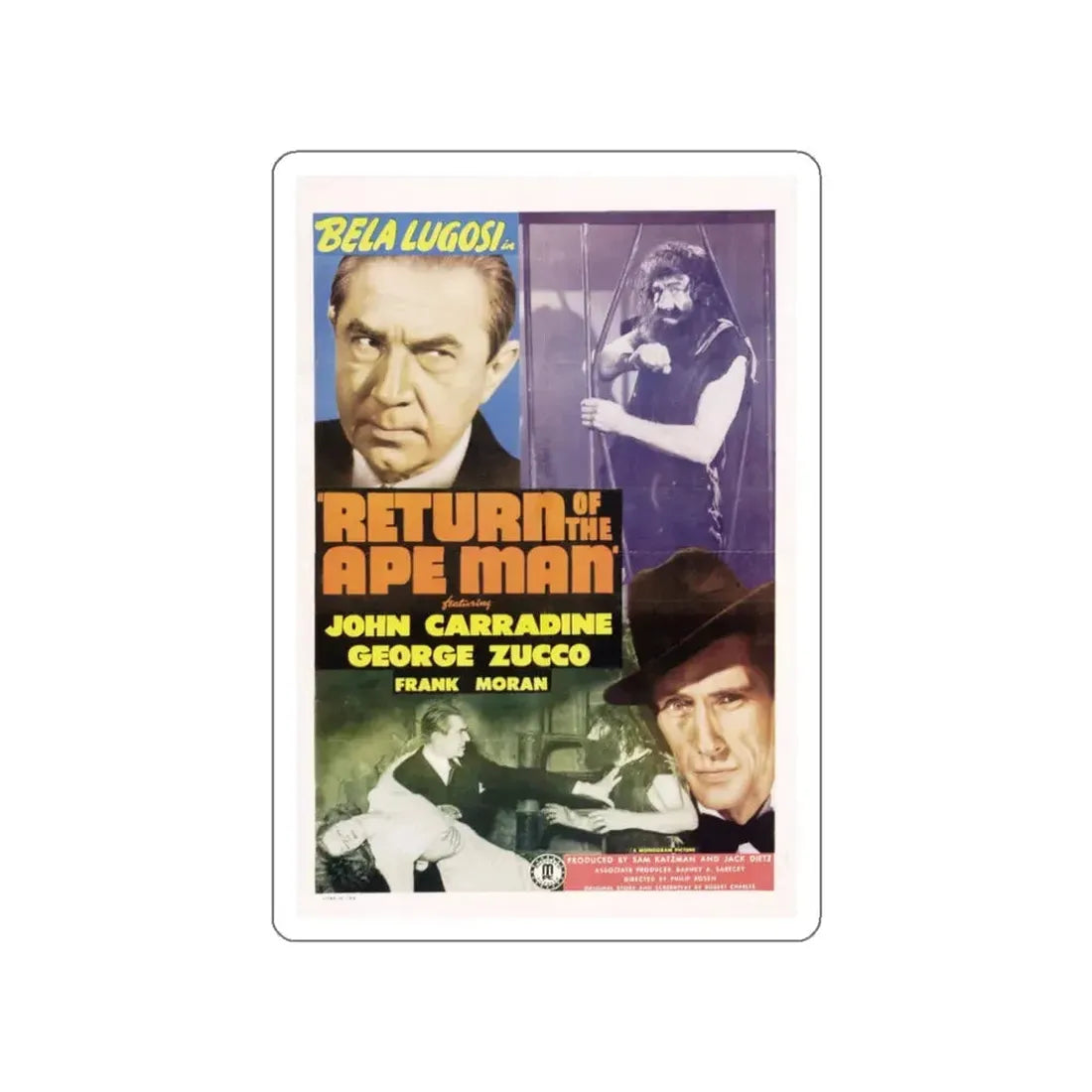 RETURN OF THE APE MAN 1944 Movie Poster STICKER Vinyl Die-Cut Decal 3 Inch - The Sticker Space