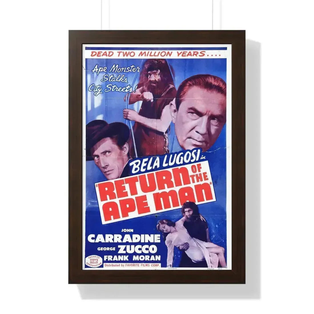 RETURN OF THE APE MAN (2) 1944 - Framed Movie Poster 16″ x 24″ Walnut - The Sticker Space