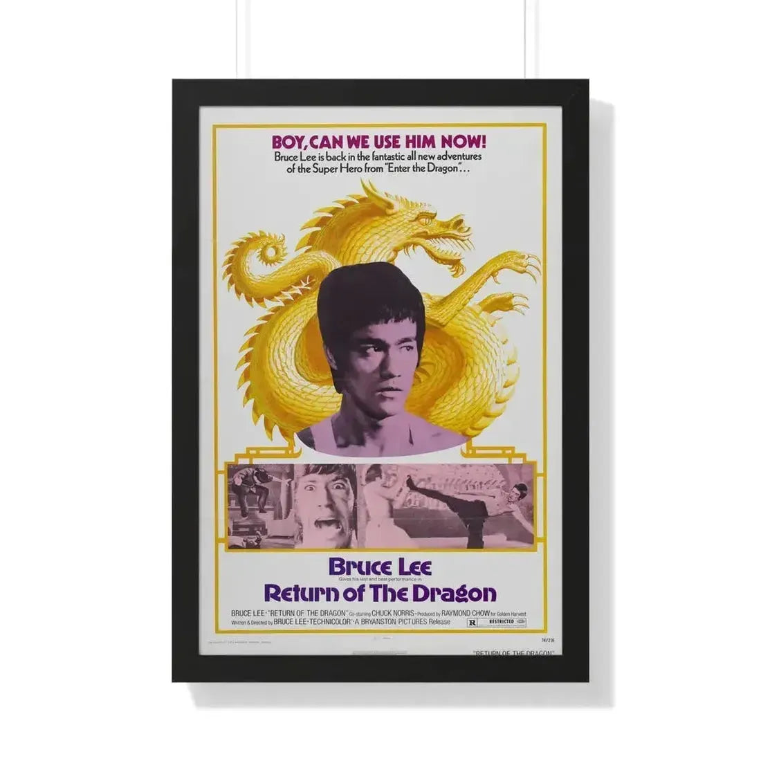 RETURN OF THE DRAGON 1974 - Framed Movie Poster 20" x 30" Black - The Sticker Space