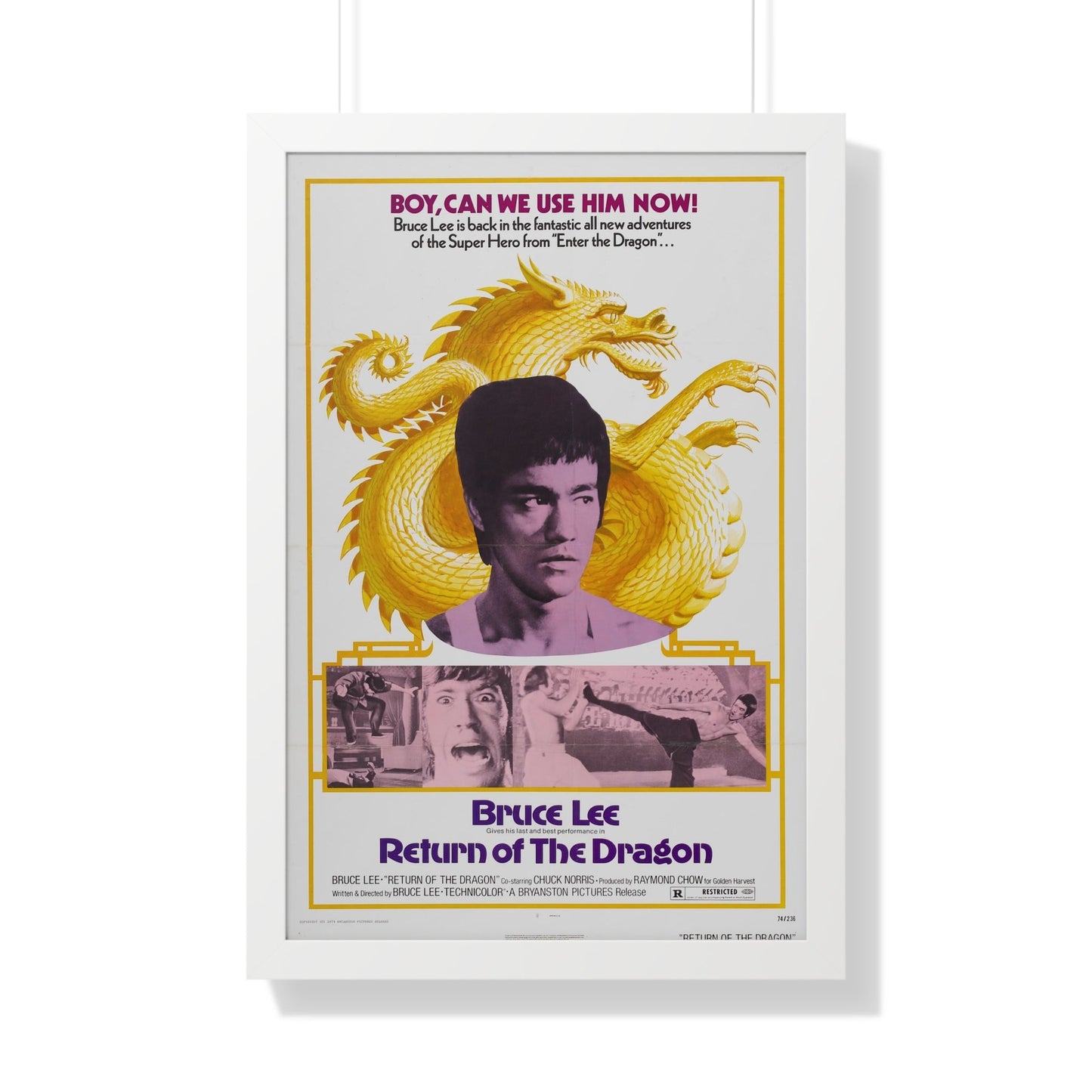 RETURN OF THE DRAGON 1974 - Framed Movie Poster-20" x 30"-The Sticker Space