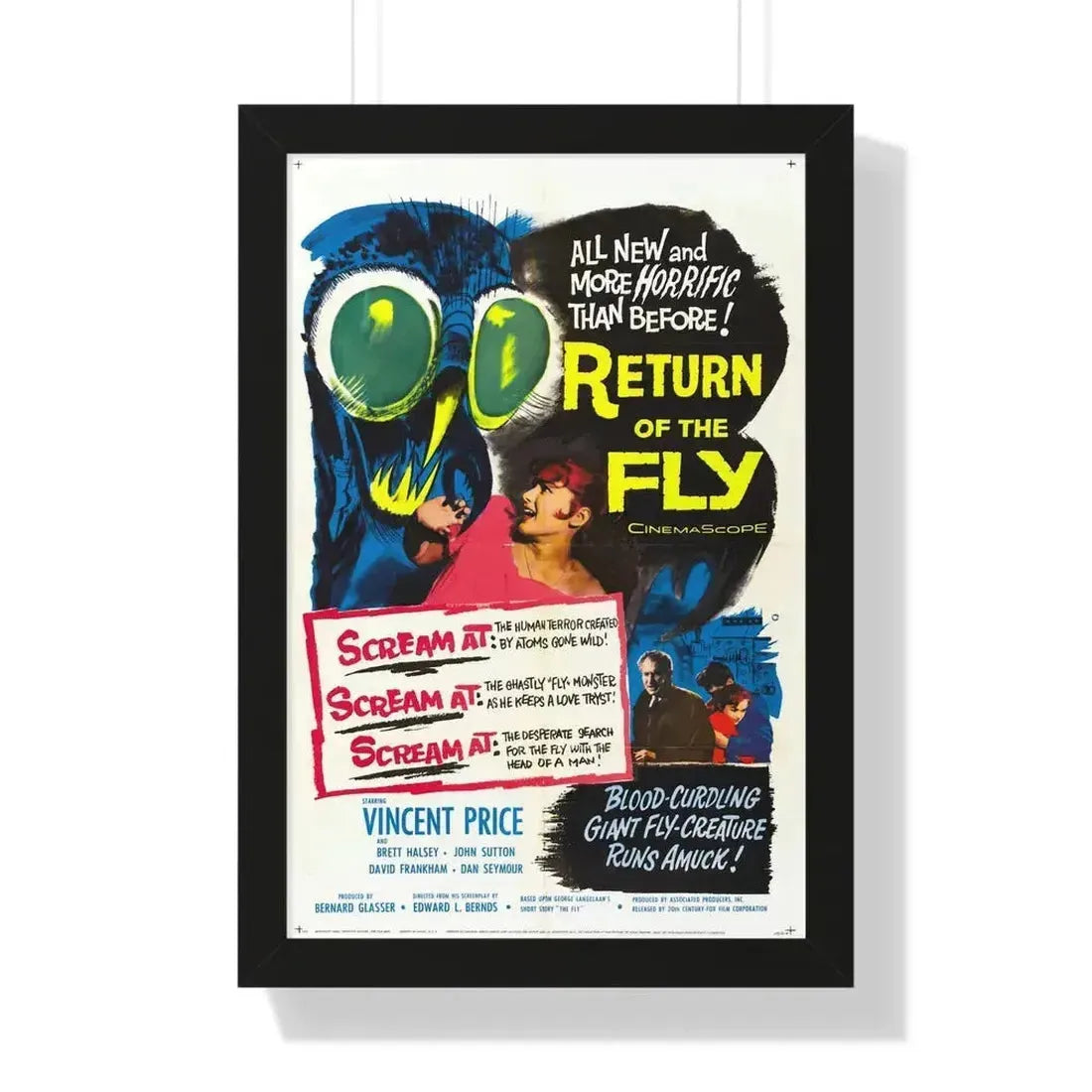 RETURN OF THE FLY 1959 - Framed Movie Poster 16″ x 24″ Black - The Sticker Space