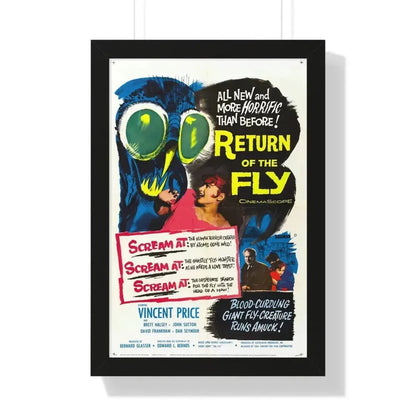 RETURN OF THE FLY 1959 - Framed Movie Poster 16″ x 24″ Black - The Sticker Space