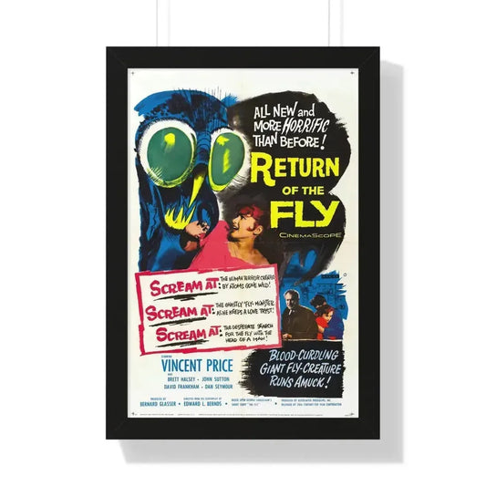 RETURN OF THE FLY 1959 - Framed Movie Poster 16″ x 24″ Black - The Sticker Space