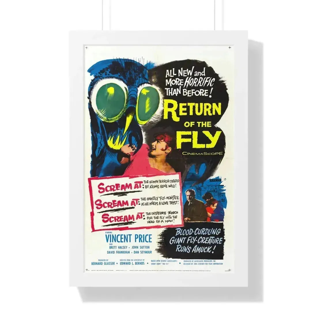 RETURN OF THE FLY 1959 - Framed Movie Poster 16″ x 24″ White - The Sticker Space