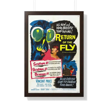 RETURN OF THE FLY 1959 - Framed Movie Poster 20" x 30" Walnut - The Sticker Space