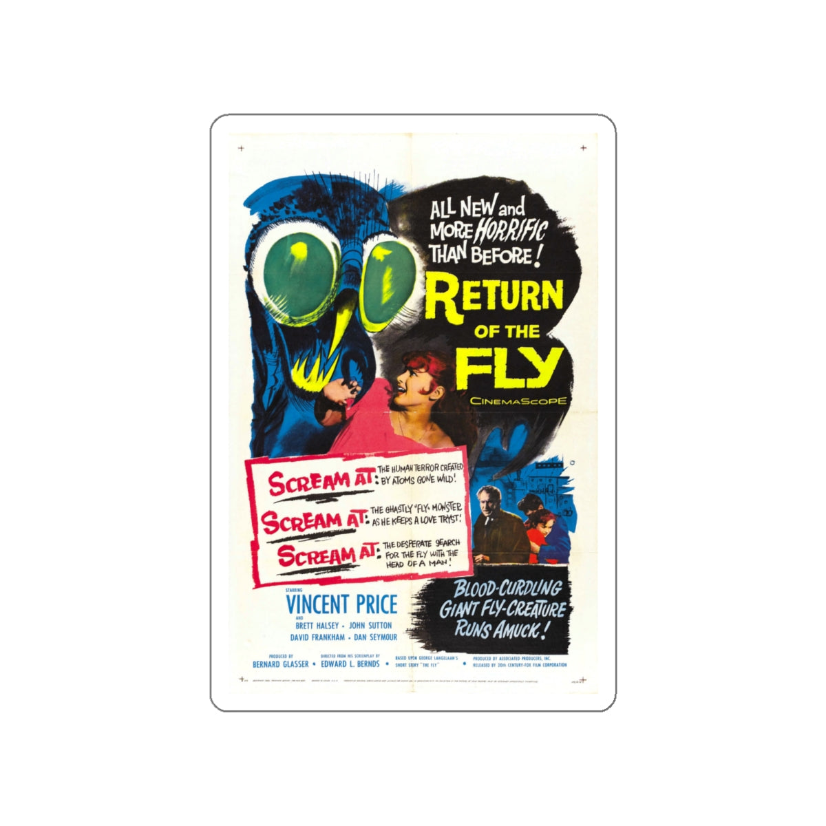 RETURN OF THE FLY 1959 Movie Poster STICKER Vinyl Die-Cut Decal-White-The Sticker Space