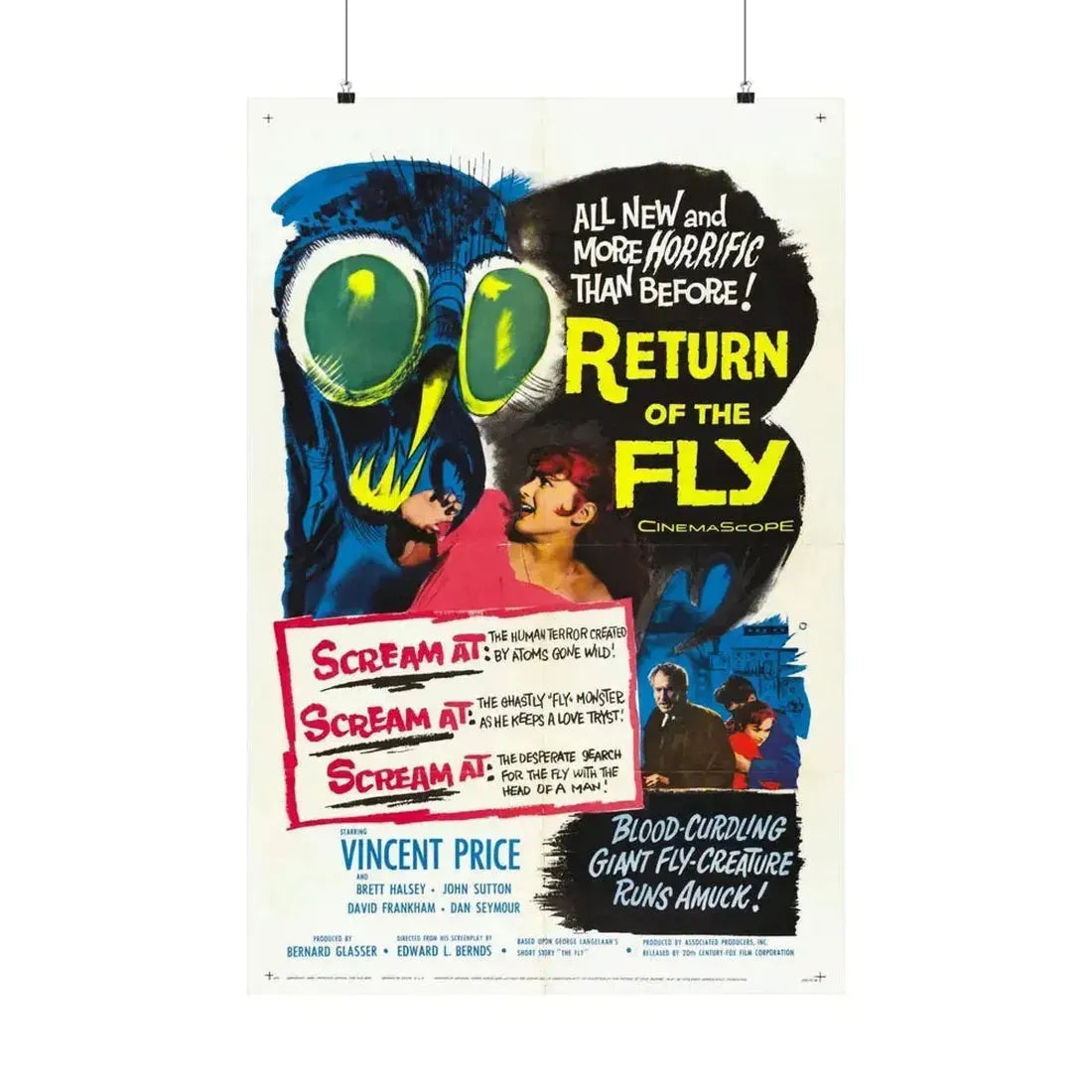 RETURN OF THE FLY 1959 - Paper Movie Poster 24″ x 36″ Matte - The Sticker Space