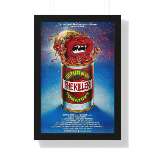 RETURN OF THE KILLER TOMATOES 1988 - Framed Movie Poster 16″ x 24″ Black - The Sticker Space