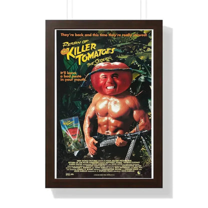 RETURN OF THE KILLER TOMATOES (2) 1988 - Framed Movie Poster 16″ x 24″ Walnut - The Sticker Space