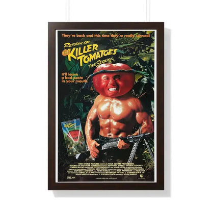 RETURN OF THE KILLER TOMATOES (2) 1988 - Framed Movie Poster 20" x 30" Walnut - The Sticker Space