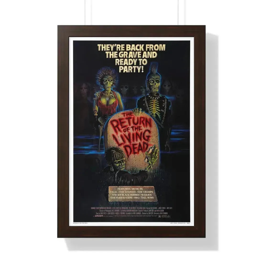 RETURN OF THE LIVING DEAD 1985 - Framed Movie Poster 16″ x 24″ Walnut - The Sticker Space