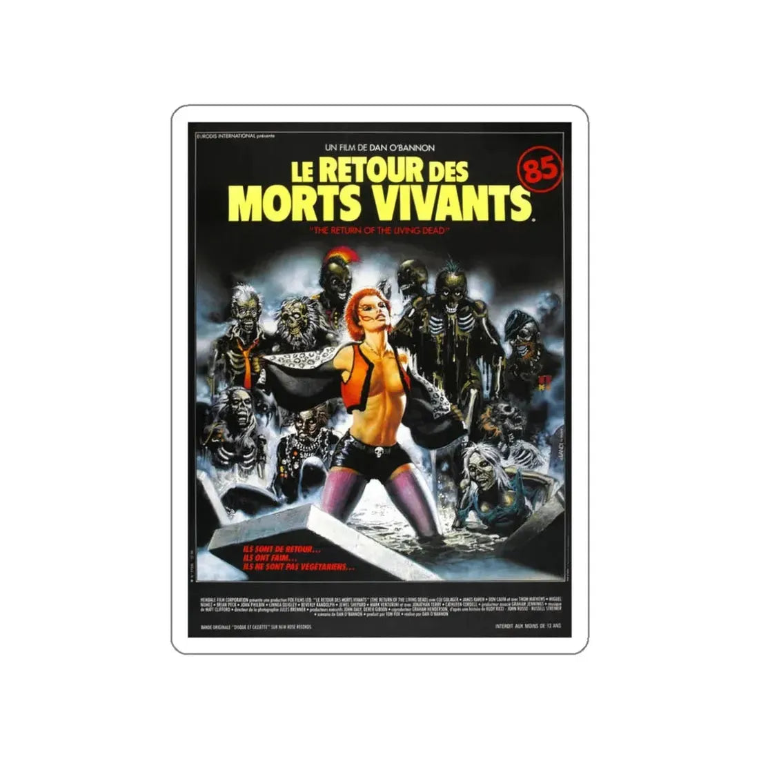 RETURN OF THE LIVING DEAD (FRENCH) 1985 Movie Poster STICKER Vinyl Die-Cut Decal - The Sticker Space