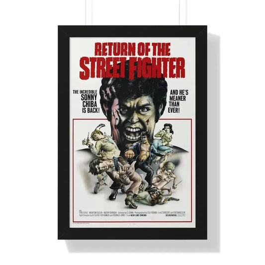 RETURN OF THE STREETFIGHTER 1974 - Framed Movie Poster 16″ x 24″ Black - The Sticker Space