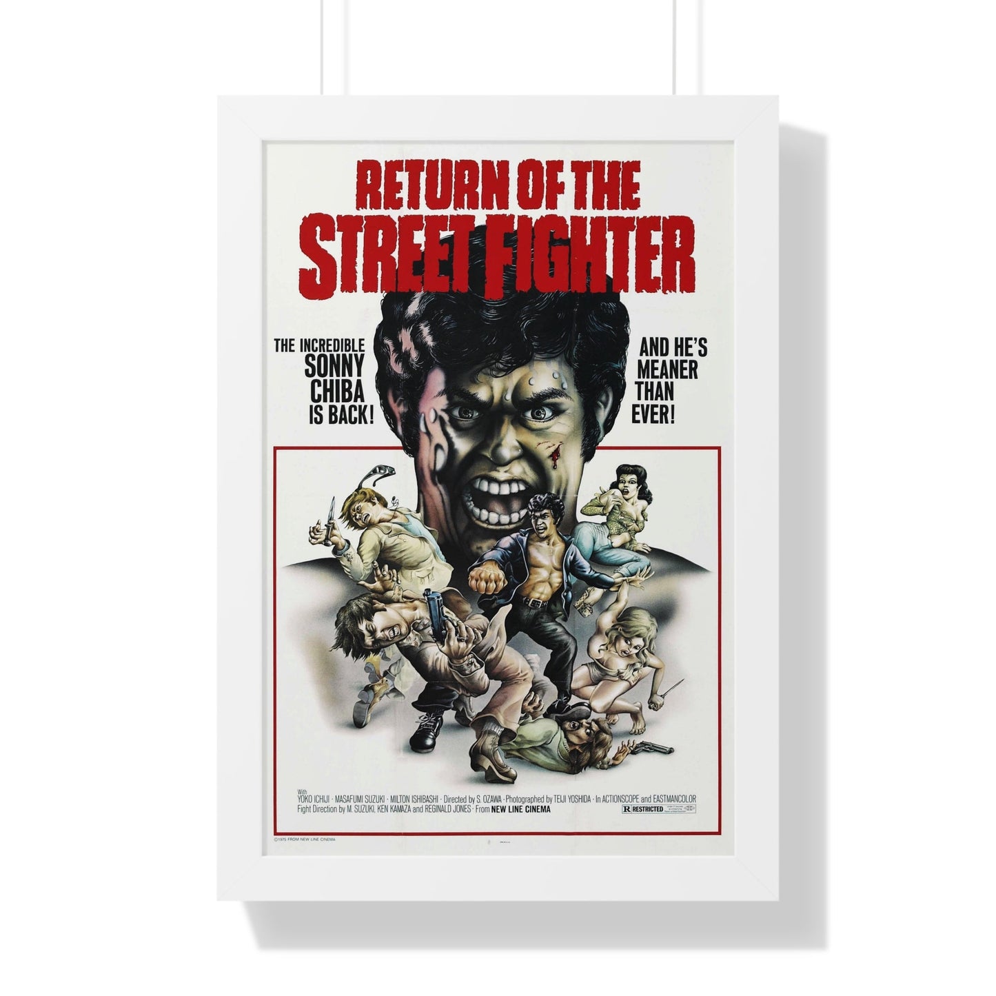 RETURN OF THE STREETFIGHTER 1974 - Framed Movie Poster-16″ x 24″-The Sticker Space