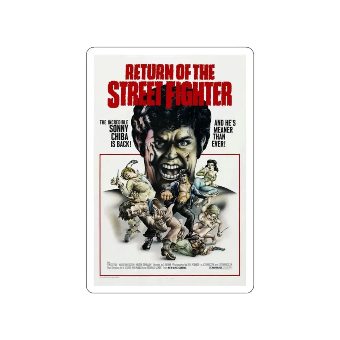 RETURN OF THE STREETFIGHTER 1974 Movie Poster STICKER Vinyl Die-Cut Decal 2 Inch - The Sticker Space