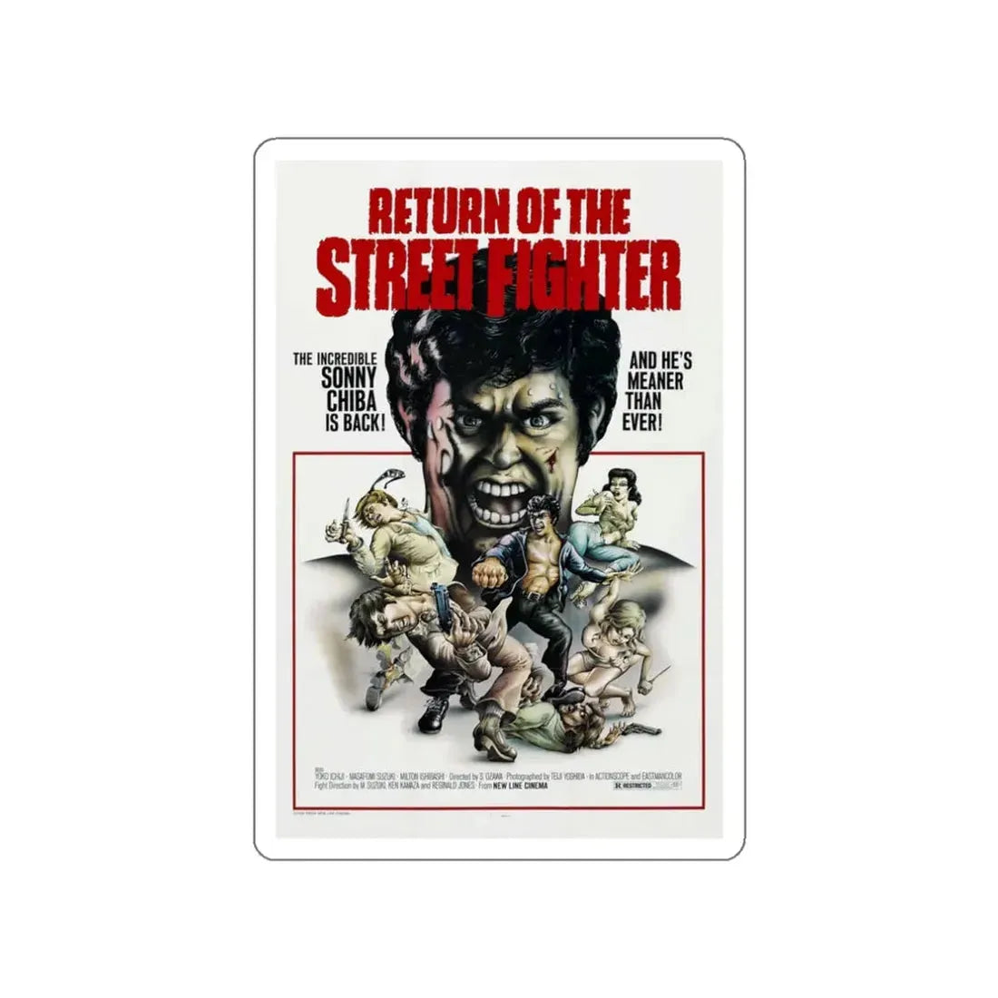 RETURN OF THE STREETFIGHTER 1974 Movie Poster STICKER Vinyl Die-Cut Decal - The Sticker Space