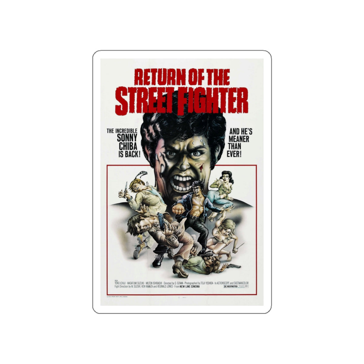 RETURN OF THE STREETFIGHTER 1974 Movie Poster STICKER Vinyl Die-Cut Decal-White-The Sticker Space