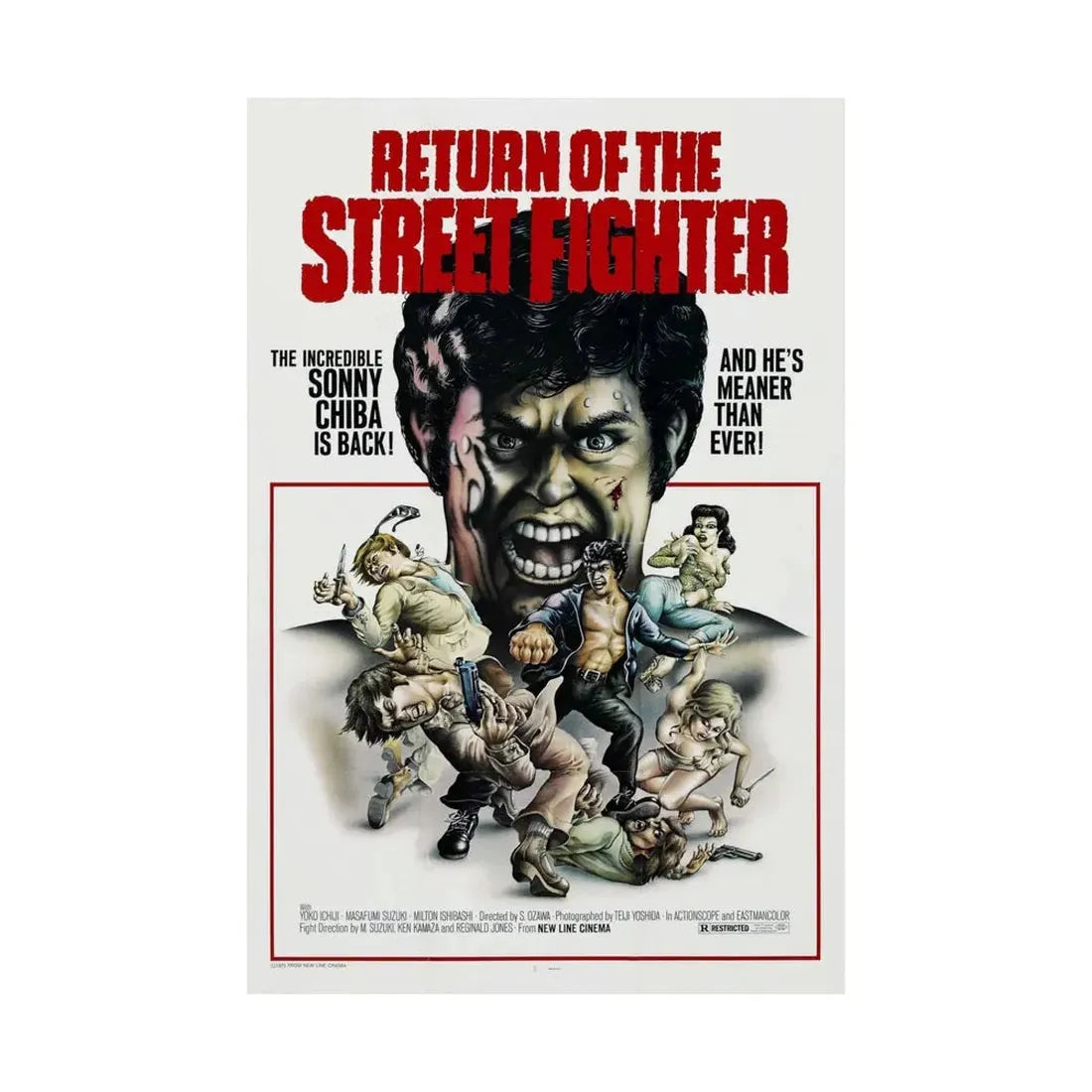 RETURN OF THE STREETFIGHTER 1974 - Paper Movie Poster - The Sticker Space