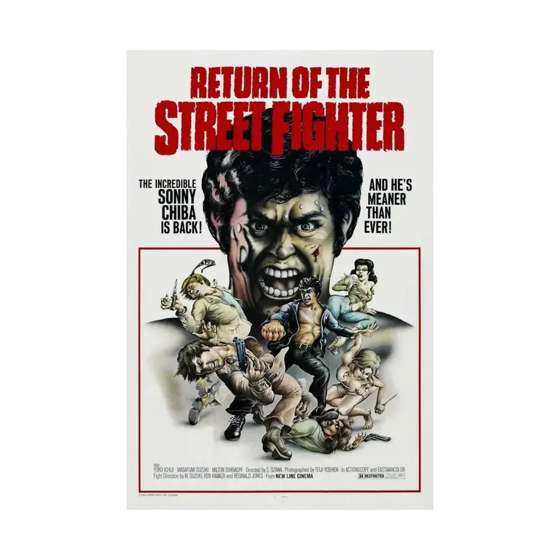 RETURN OF THE STREETFIGHTER 1974 - Paper Movie Poster - The Sticker Space