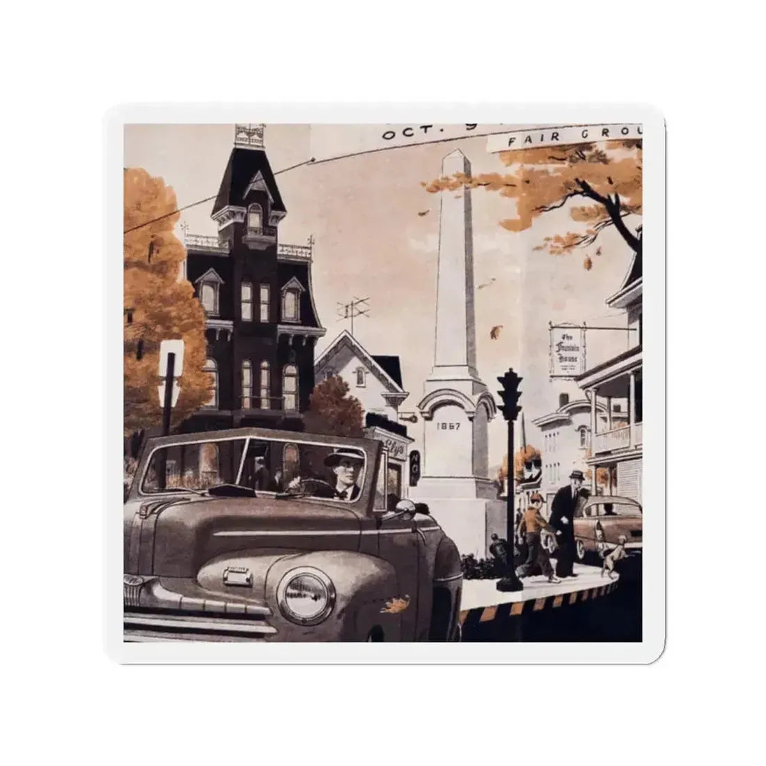 Return of the Thief, Cosmopolitan, March 1957 (Magazine Illustration) Refrigerator Magnet 2 Inch Die-Cut - The Sticker Space