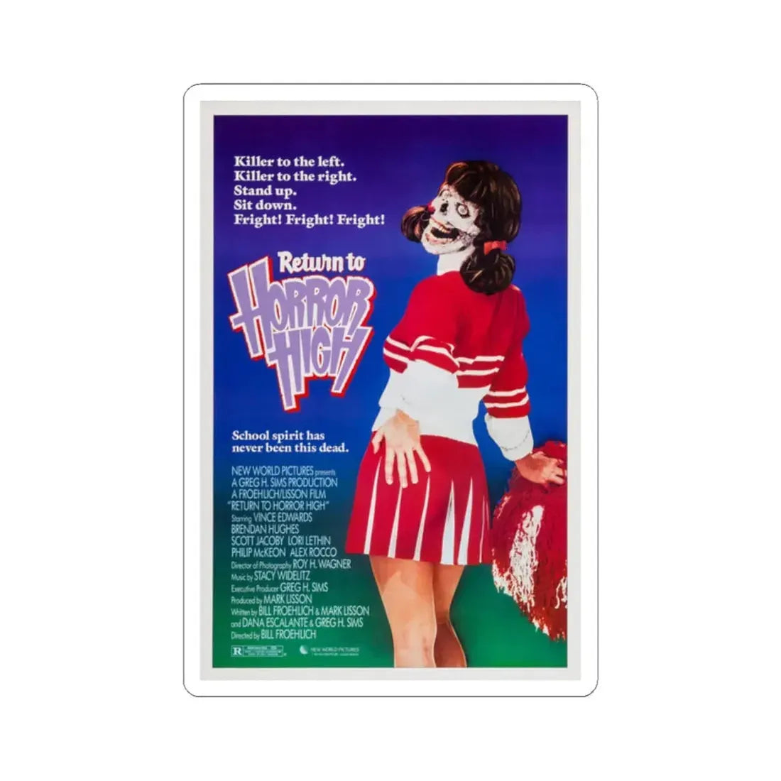 Return to Horror High 1987 Movie Poster - STICKER Vinyl Kiss-Cut Decal 2 Inch White - The Sticker Space