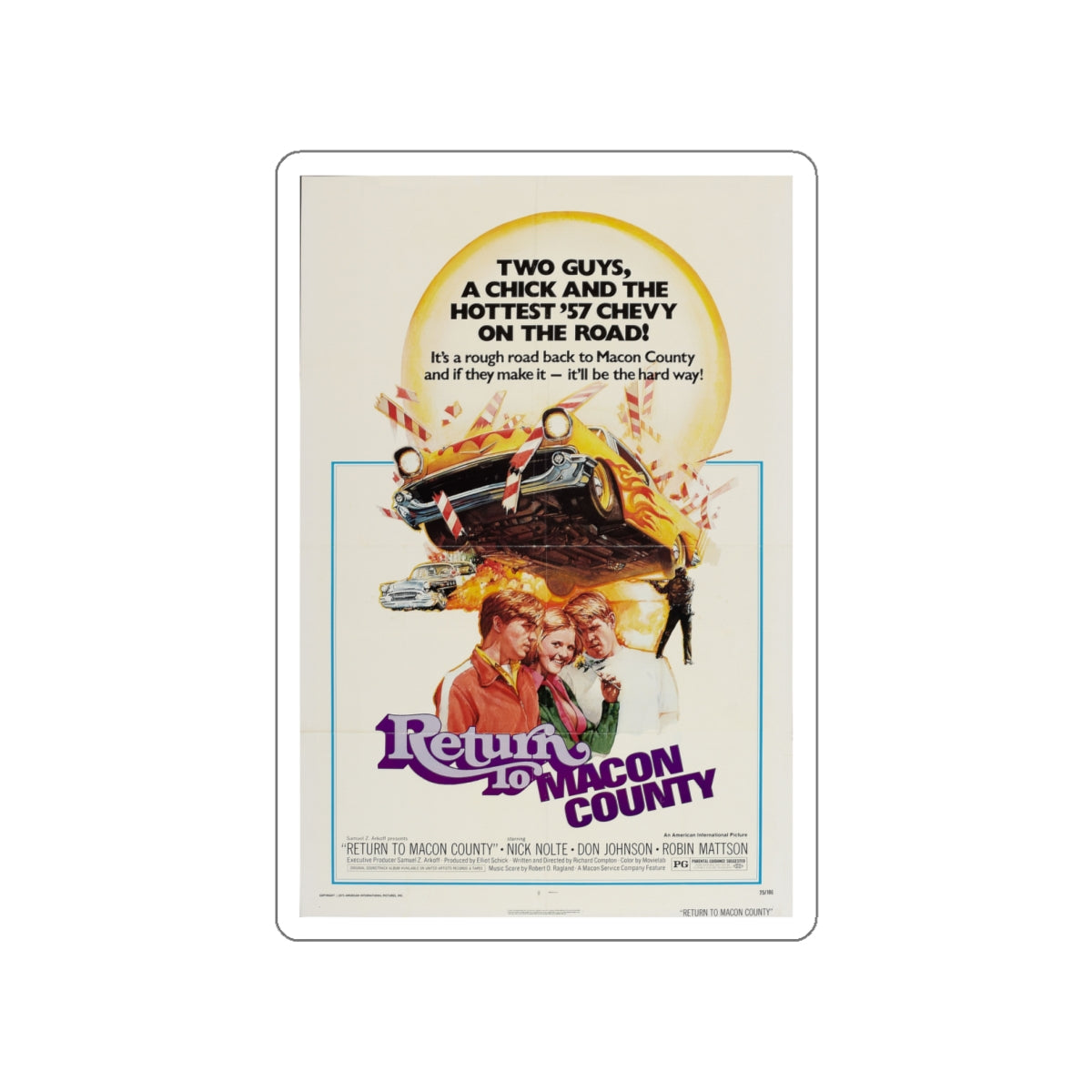 RETURN TO MACON COUNTY 1975 Movie Poster STICKER Vinyl Die-Cut Decal-White-The Sticker Space