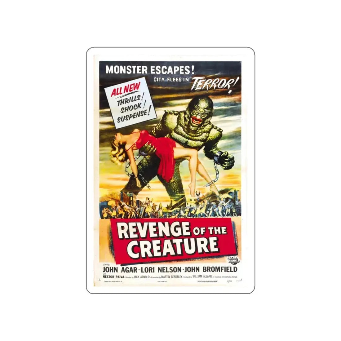 REVENGE OF THE CREATURE (2) 1955 Movie Poster STICKER Vinyl Die-Cut Decal 4 Inch - The Sticker Space