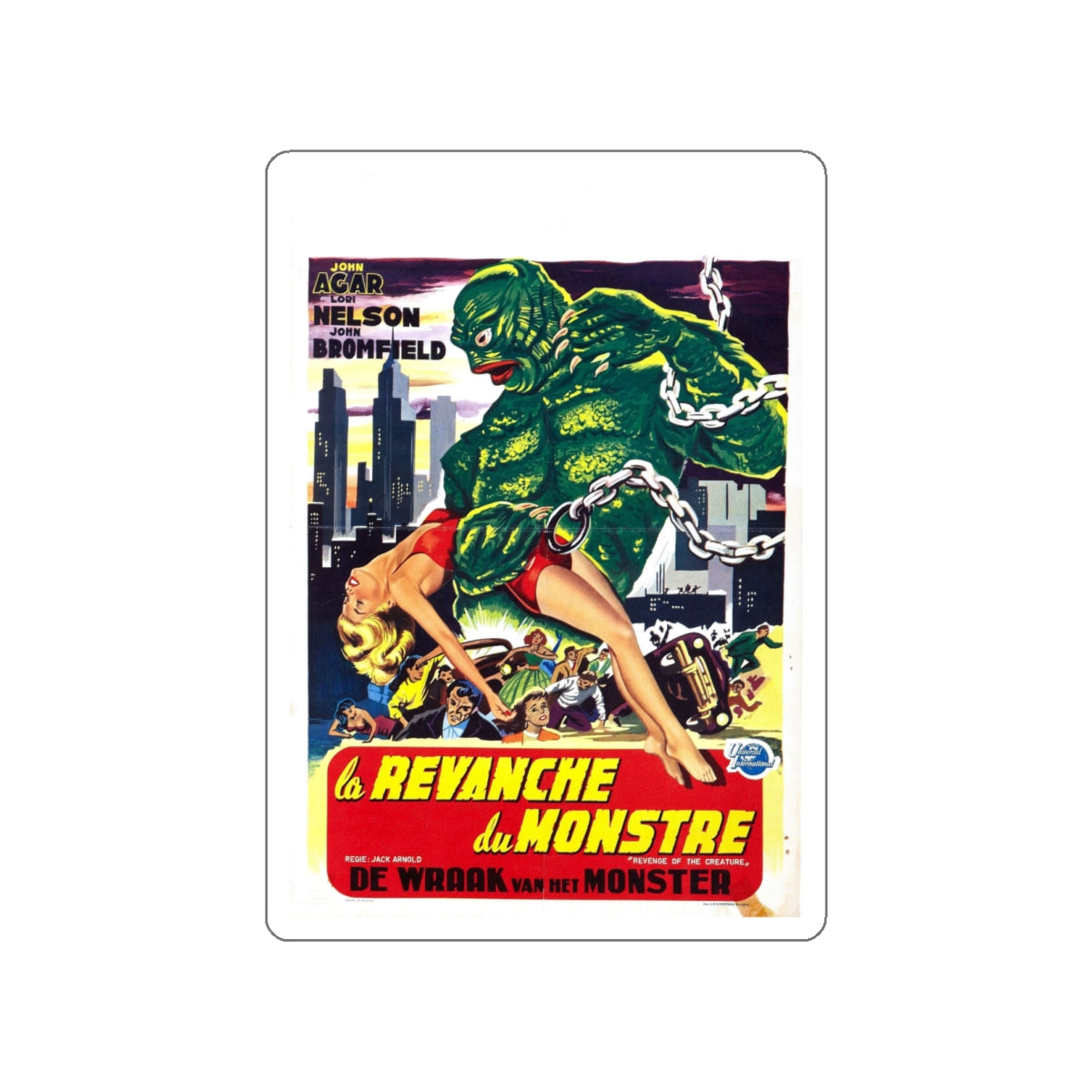 REVENGE OF THE CREATURE (BELGIAN) 1955 Movie Poster STICKER Vinyl Die-Cut Decal-White-The Sticker Space