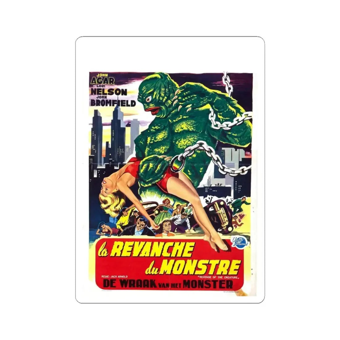 REVENGE OF THE CREATURE (BELGIAN) 1955 Movie Poster - STICKER Vinyl Kiss-Cut Decal 6 Inch White - The Sticker Space