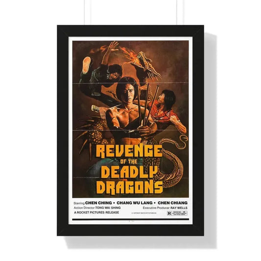 REVENGE OF THE DEADLY DRAGONS 1982 - Framed Movie Poster 16″ x 24″ Black - The Sticker Space