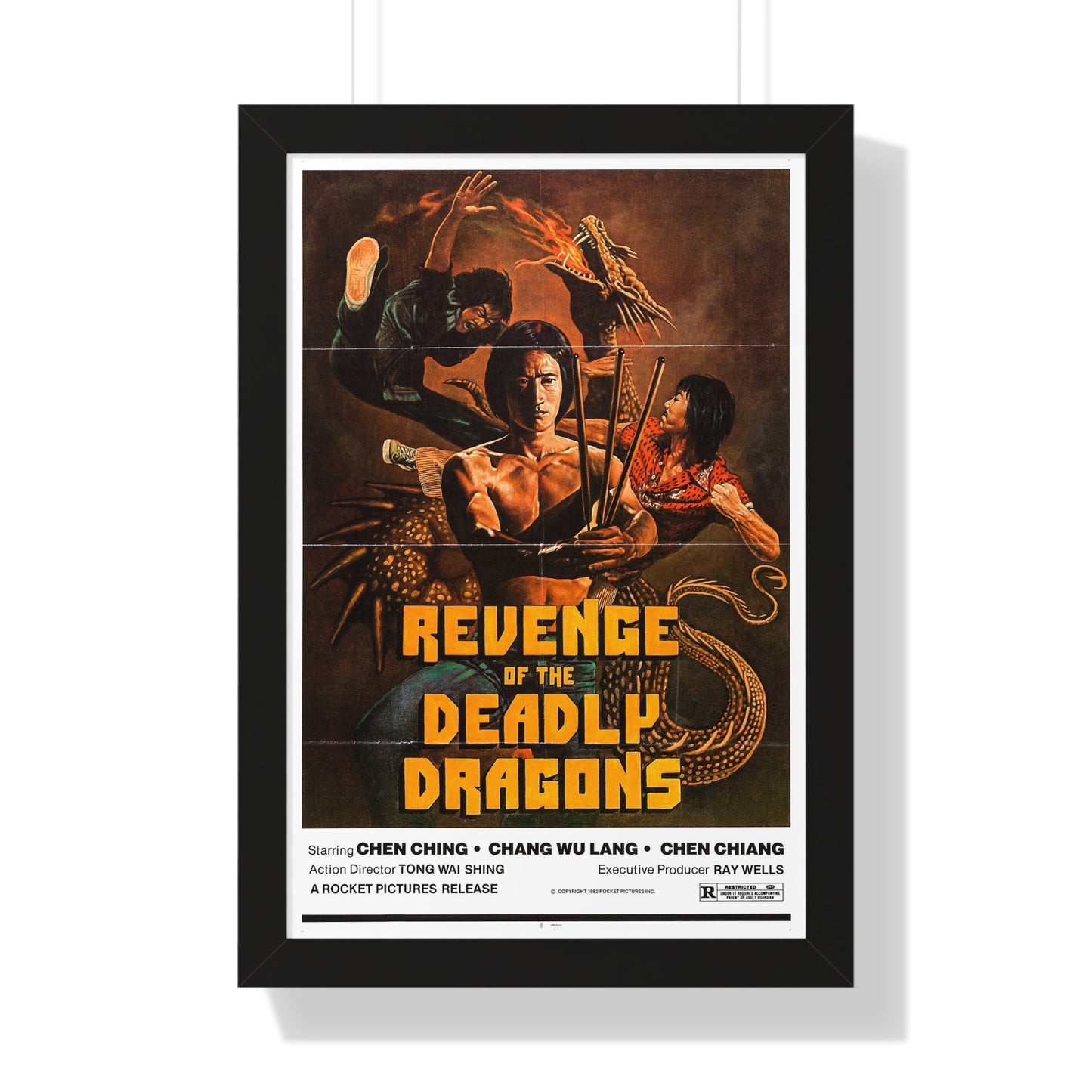 REVENGE OF THE DEADLY DRAGONS 1982 - Framed Movie Poster-16″ x 24″-The Sticker Space