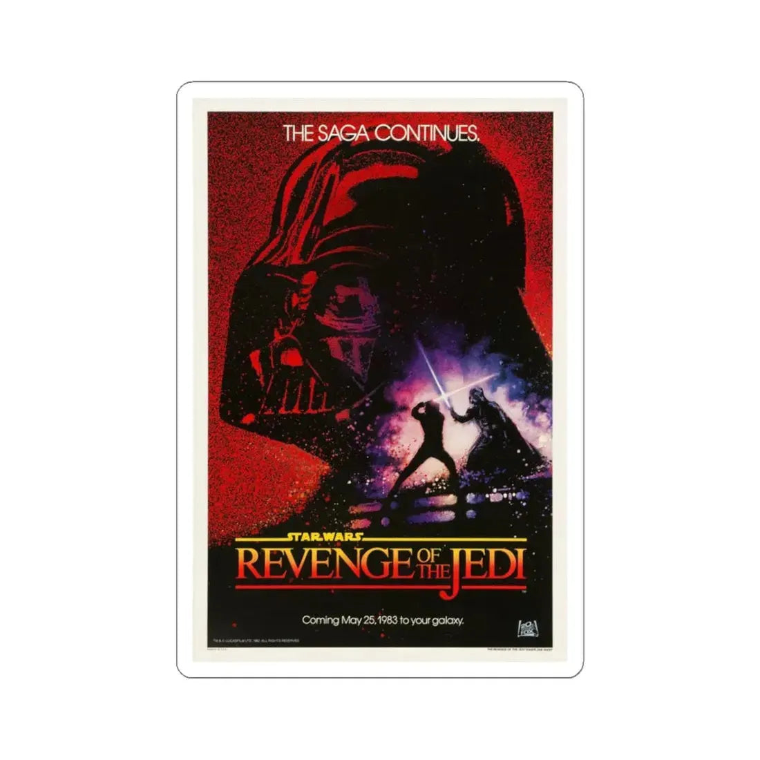 REVENGE OF THE JEDI 1983 Movie Poster - STICKER Vinyl Kiss-Cut Decal 3 Inch White - The Sticker Space