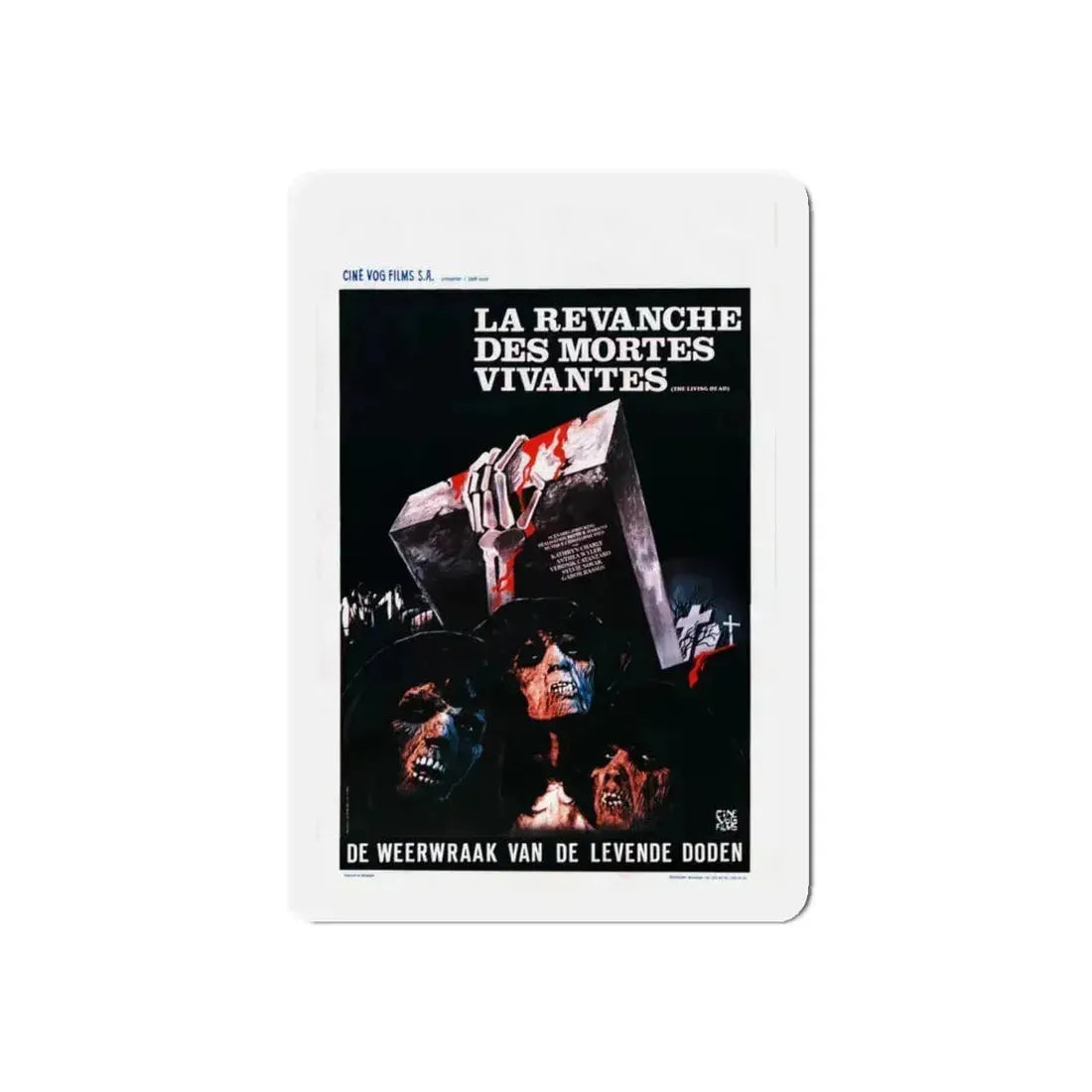 REVENGE OF THE LIVING DEAD GIRLS (BELGIAN) 1987 Movie Poster - Refrigerator Magnet 4 Inch Die-Cut - The Sticker Space