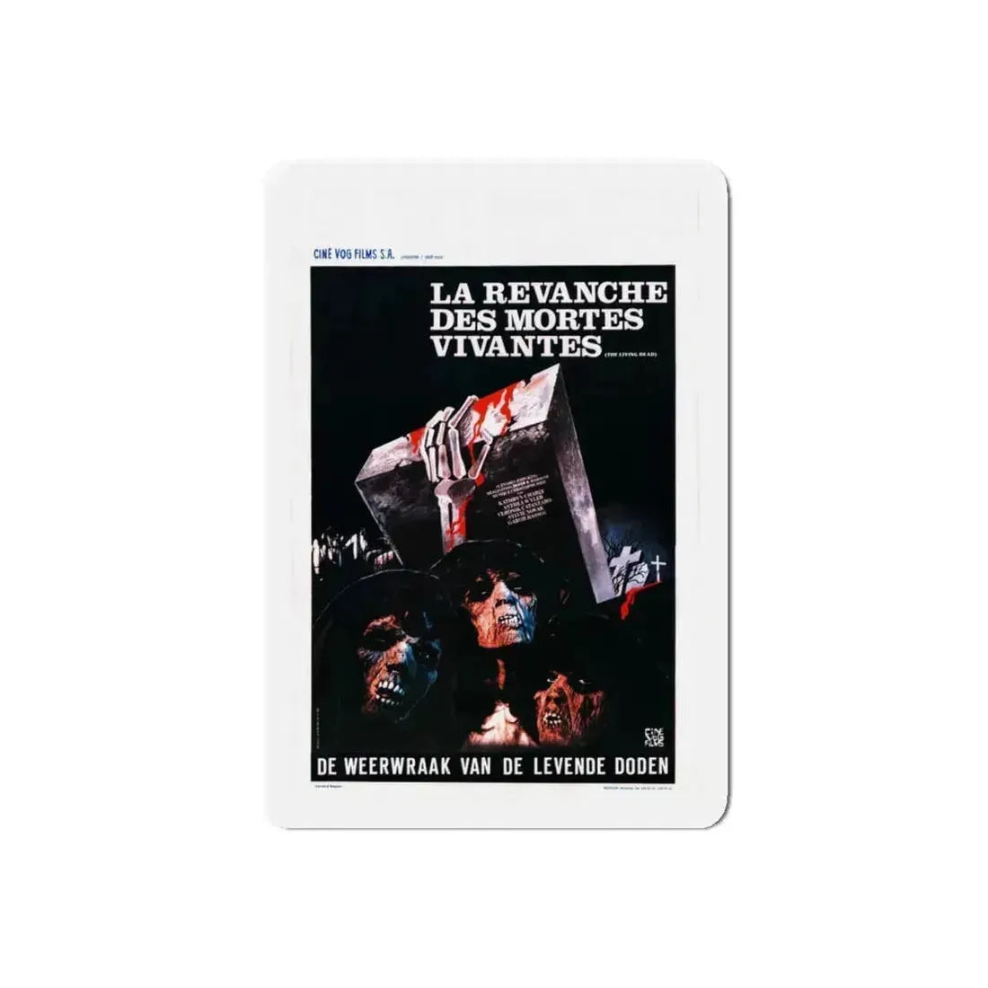 REVENGE OF THE LIVING DEAD GIRLS (BELGIAN) 1987 Movie Poster - Refrigerator Magnet 5 Inch Die-Cut - The Sticker Space