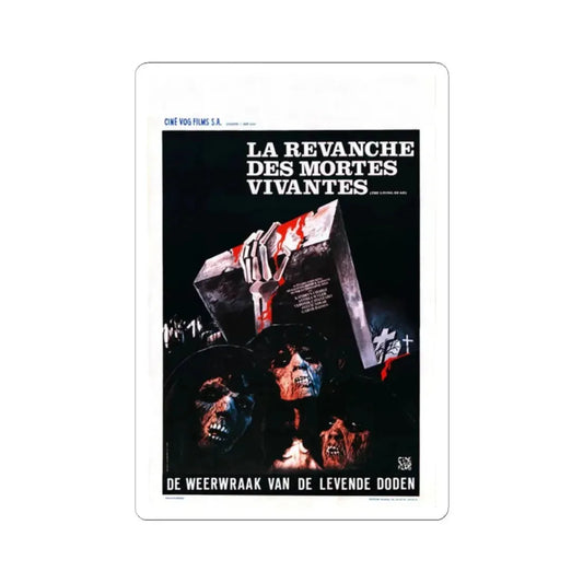 REVENGE OF THE LIVING DEAD GIRLS (BELGIAN) 1987 Movie Poster - STICKER Vinyl Kiss-Cut Decal 2 Inch White - The Sticker Space