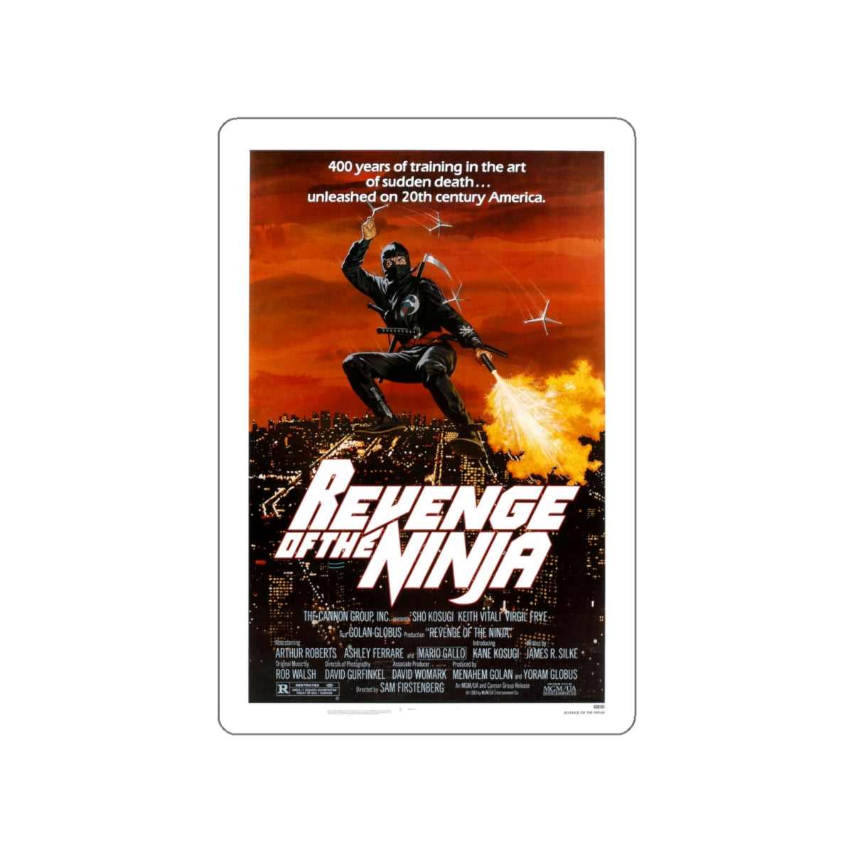 REVENGE OF THE NINJA 1983 Movie Poster STICKER Vinyl Die-Cut Decal-White-The Sticker Space