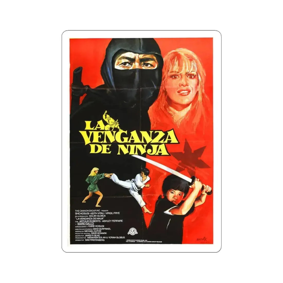 REVENGE OF THE NINJA (2) 1983 Movie Poster - STICKER Vinyl Kiss-Cut Decal 6 Inch White - The Sticker Space