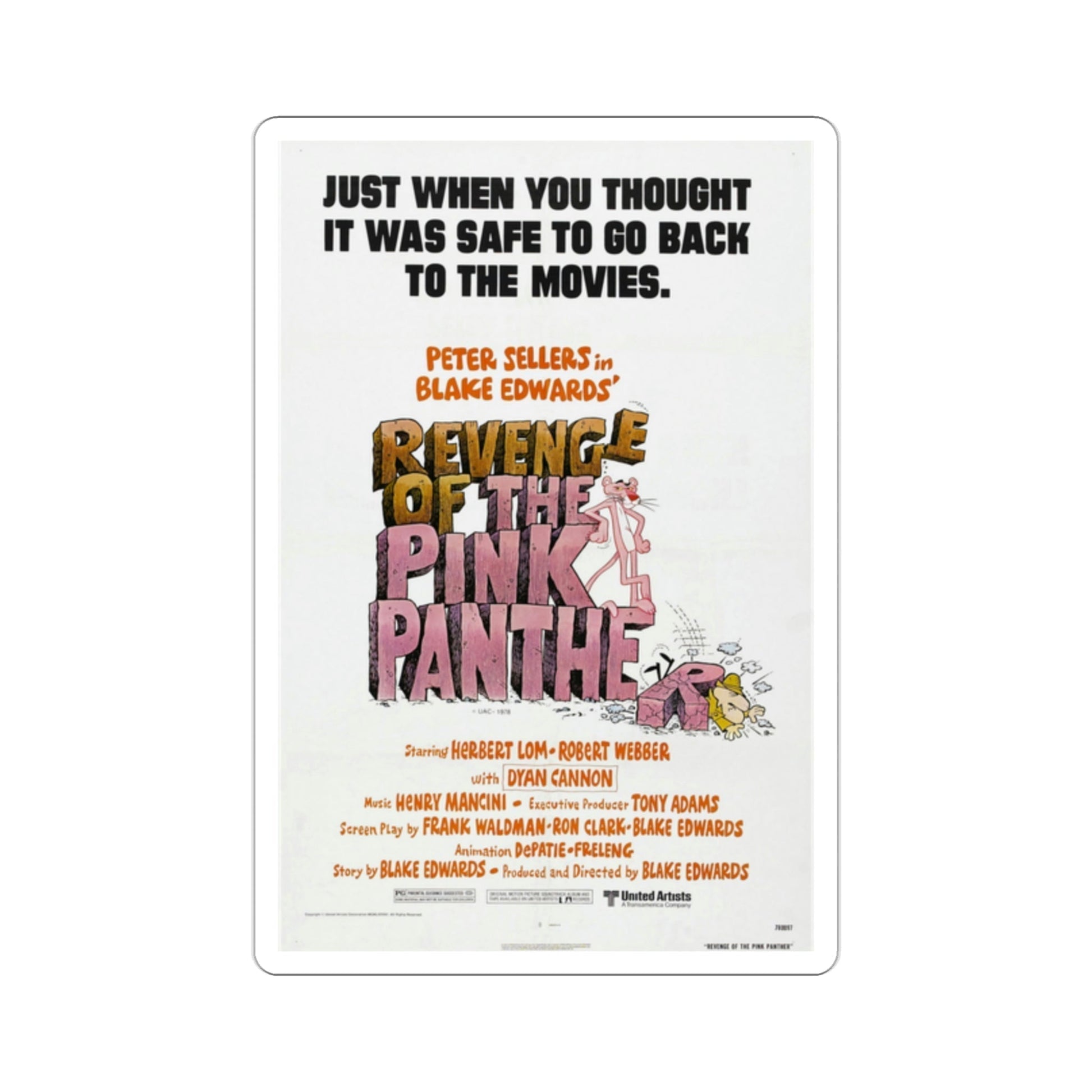 Revenge of the Pink Panther 1978 Movie Poster STICKER Vinyl Die-Cut Decal-2 Inch-The Sticker Space